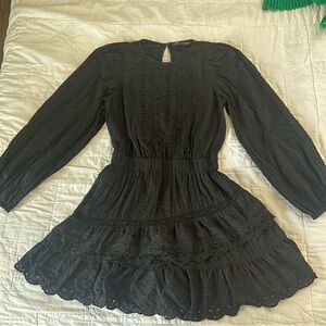 Zara Elegant Black Eyelet Dress